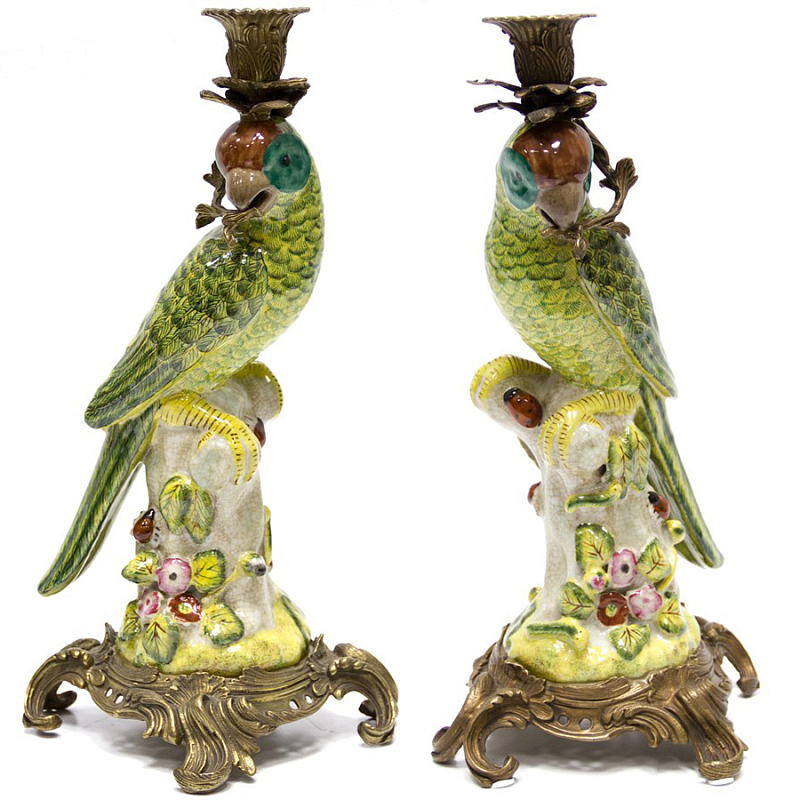 Подсвечник Candlestick Green Parrot Зеленый Бронза в Брянске | Loft Concept 