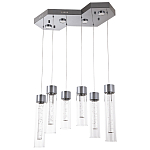 Люстра c 6-ю стеклянными плафонами хром Sparkling Bubbles Tube Chrome Hanging Lamp варинант исполнения - 1 | Loft Concept в Брянске