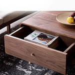 Кофейный стол из дерева с ящиком и нишей для хранения Coffee Walnut Table варинант исполнения - 7 | Loft Concept в Брянске