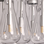 Люстра с 7-ю прозрачными плафонами из стекла в форме капли на круглом потолочном основании цвета хром Lucid Rain  варинант исполнения - 9 | Loft Concept в Брянске