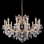 Люстра подвесная с 12-ю лампочками и прозрачными хрустальными подвесками на основании золотого цвета Crystal lamps варинант исполнения - 1 | Loft Concept в Брянске
