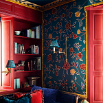 Обои с вышивкой ручной работы Flora Rio colourway on Liso Pine wool sateen варинант исполнения - 1 | Loft Concept в Брянске