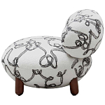 Кресло без подлокотников на деревянных ножках белое с вышивкой Sharp Armchair варинант исполнения - 2 | Loft Concept в Брянске