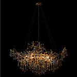 Подвесная люстра в виде ветвей деревьев золотого цвета с прозрачными подвесками-каплями 10 и 14 ламп Droplet Chandelier варинант исполнения - 2 | Loft Concept в Брянске