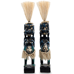 Комплект из 2-х деревянных статуэток Asmat Straw Headdress Statuettes Dark Blue варинант исполнения - 1 | Loft Concept в Брянске