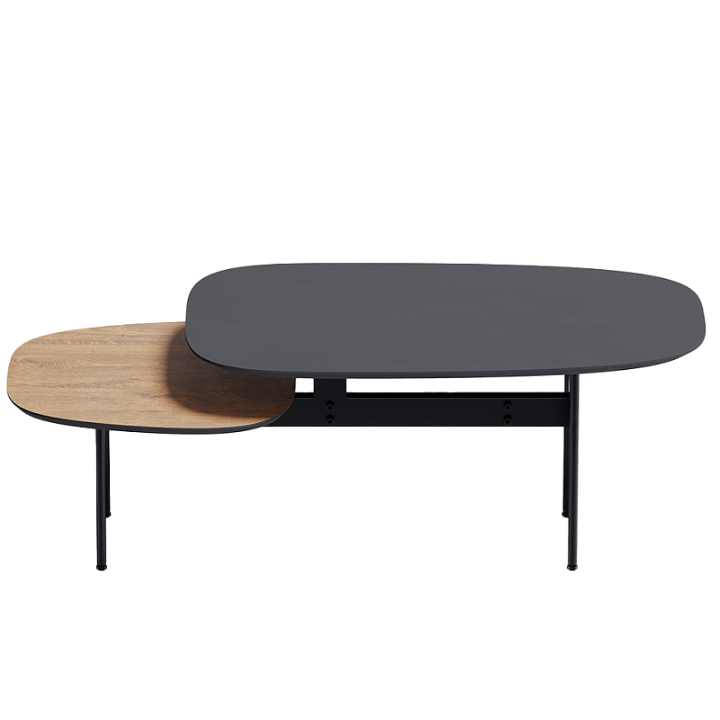 Step журнальный столик из натурального дуба и металла Черный Светлый дуб в Брянске | Loft Concept 