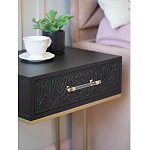 Приставной столик с резным узором на выдвижном ящике Black Table Carved Pattern варинант исполнения - 6 | Loft Concept в Брянске