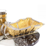 Икорница со стопками с декором "Рыбак с санями" с гравировкой на подставке из натуральных камней Агат Мрамор Decorative Cavair Dishes варинант исполнения - 6 | Loft Concept в Брянске