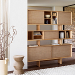 Приставной стол с отделкой из джута Juti D30 см варинант исполнения - 7 | Loft Concept в Брянске