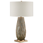 Настольная лампа с фактурным корпусом и тканевым абажуром Smooth Peaks варинант исполнения - 3 | Loft Concept в Брянске