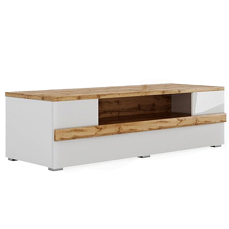 ТВ-тумба с белым глянцевым фасадом Grace of Furniture Глянцевый белый Дуб вотан ТВ-тумба с белым глянцевым фасадом Grace of Furniture Глянцевый белый Дуб вотан в Брянске | Loft Concept