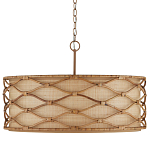 Подвесной светильник  из кованого железа и абажуром из ротанга Wicker Furniture варинант исполнения - 3 | Loft Concept в Брянске