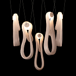 Подвесной светильник белого цвета с 6-ю изогнутыми плафонами Flow Loop варинант исполнения - 7 | Loft Concept в Брянске