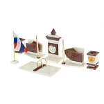 Настольный письменный набор из мрамора и лемезита с гербом и флагом России Marble Accessory варинант исполнения - 2 | Loft Concept в Брянске