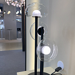 Настольная лампа с тремя прозрачными куполообразными плафонами и черным металлическим основанием Flos Wireline Lighting варинант исполнения - 4 | Loft Concept в Брянске