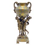 Ваза голубого цвета из фарфора с золотым растительным орнаментом и бронзовыми фигурками женщин Eden Garden porcelain and bronze варинант исполнения - 2 | Loft Concept в Брянске