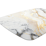 Обеденный стол с прямоугольной столешницей из стекла на черных металлических ножках White Marble варинант исполнения - 4 | Loft Concept в Брянске