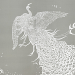 Обои ручная роспись в стиле Арт-деко Whistler Peacocks Special Colourway on Pale Grey dyed silk варинант исполнения - 1 | Loft Concept в Брянске
