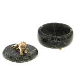 Шкатулка из натурального камня змеевик с фигуркой льва Stone Casket варинант исполнения - 3 | Loft Concept в Брянске