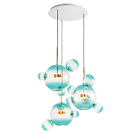 Люстра подвесная с прозрачными бирюзовыми стеклянными шарами и круглым основанием 3 лампы Giopato & Coombes варинант исполнения - 3 | Loft Concept в Брянске