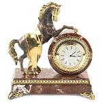 Часы настольные бронзовые с декором в виде коня Horse Stone Clock варинант исполнения - 1 | Loft Concept в Брянске