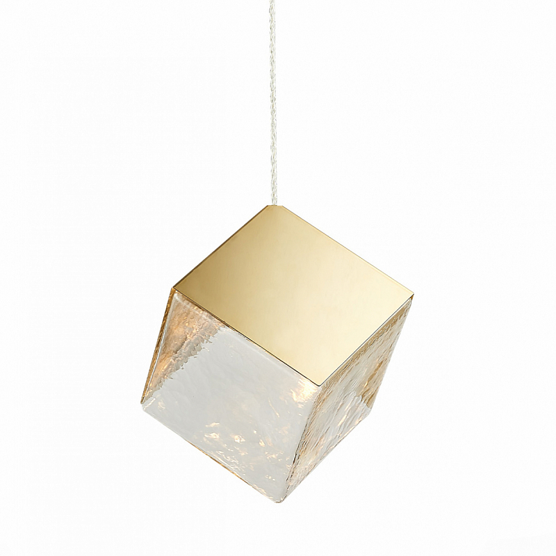 Подвесной светильник Lamp golden cube  Золотой Прозрачный в Брянске | Loft Concept 