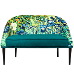 Диван двухместный из натурального бука зеленый с цветочным принтом Impressionism in Art варинант исполнения - 1 | Loft Concept в Брянске