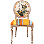 Стул бежевый в разноцветную полоску из натурального бука с изображением птиц и цветов Blooming Birds Colorful Stripes Chair варинант исполнения - 1 | Loft Concept в Брянске