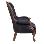 Кресло с мягкой обивкой из черного велюра на 4-х деревянных ножках Evelyn Classical Armchair варинант исполнения - 2 | Loft Concept в Брянске