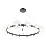 Люстра подвесная круглая с 12-ю прозрачными куполообразными плафонами и черным металлическим основанием Flos Wireline Lighting варинант исполнения - 3 | Loft Concept в Брянске