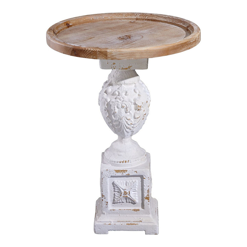 Приставной столик с резным античным узором Antique Engraving Белый Кремовый в Брянске | Loft Concept 