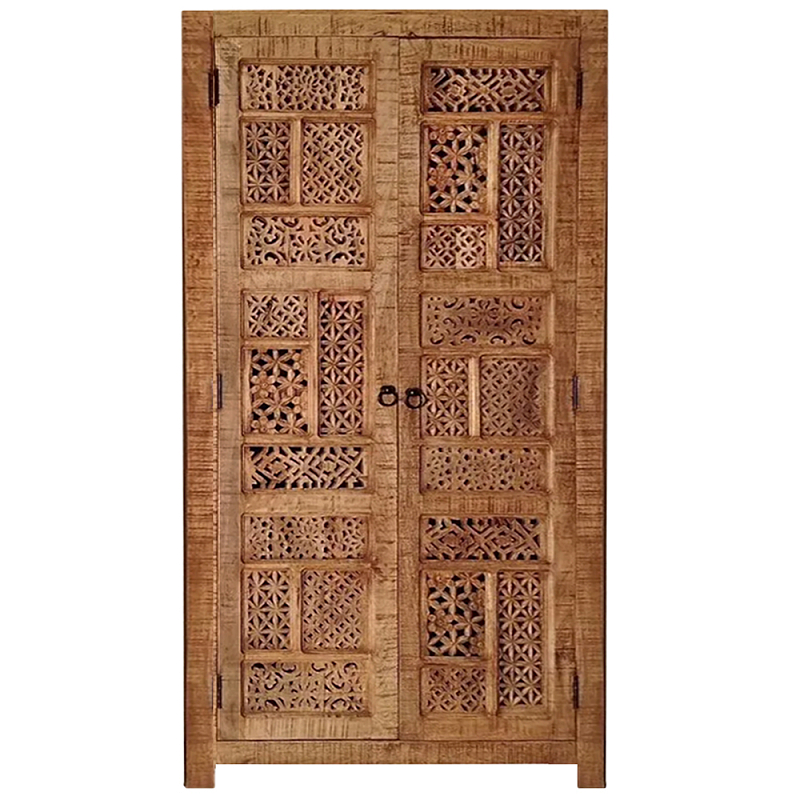 Этнический шкаф с орнаментом резьба из дерева Indian Antique Furniture Коричневый Этнический шкаф с орнаментом резьба из дерева Indian Antique Furniture Коричневый в Брянске | Loft Concept