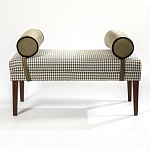 Банкетка Banquette PIED DE POULE с принтом гусиная лапка и бежевыми подлокотниками  варинант исполнения - 3 | Loft Concept в Брянске