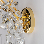 Бра золотого цвета с декоративными ветвями и прозрачными подвесками в форме листьев Droplet Chandelier варинант исполнения - 5 | Loft Concept в Брянске