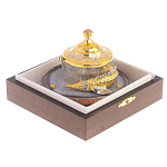 Икорница с декором "Осетр" с гравировкой на подставке из натурального камня Агат Decorative Cavair Dishes варинант исполнения - 4 | Loft Concept в Брянске