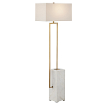 Торшер с прямоугольным абажуром на белом мраморном основании Asymmetry on Marble варинант исполнения - 4 | Loft Concept в Брянске