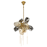 Люстра подвесная со стеклянными плафонами из дымчатого и золотистого с шестью вертикальными подвесками Gilded Mirage  варинант исполнения - 5 | Loft Concept в Брянске