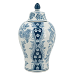 Ваза с крышкой и голубым цветочным рисунком на белом фоне Blue & White Ornament варинант исполнения - 2 | Loft Concept в Брянске