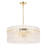 Люстра подвесная круглая с прозрачными рельефными стеклянными вставками и золотым основанием Textured Glass Chandelier варинант исполнения - 1 | Loft Concept в Брянске