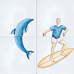 Плитка с узором Дельфин Серфингист варинант исполнения - 2 | Loft Concept в Брянске