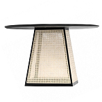 Обеденный стол с круглой чёрной столешницей и плетёным основанием Savanna Round Table варинант исполнения - 1 | Loft Concept в Брянске