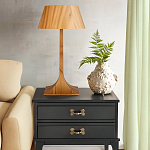 Настольная лампа со скошенным конусовидным абажуром и фигурной ножкой в цвете тик Accord Lighting варинант исполнения - 6 | Loft Concept в Брянске