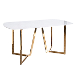 Стол обеденный белый с золотыми глянцевыми ножками Laconic White Table варинант исполнения - 1 | Loft Concept в Брянске