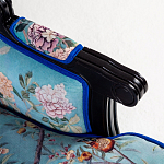 Кресло из натурального бука бирюзовое с изображением птиц и цветов Turquoise Chinoiserie Garden Armchair варинант исполнения - 4 | Loft Concept в Брянске