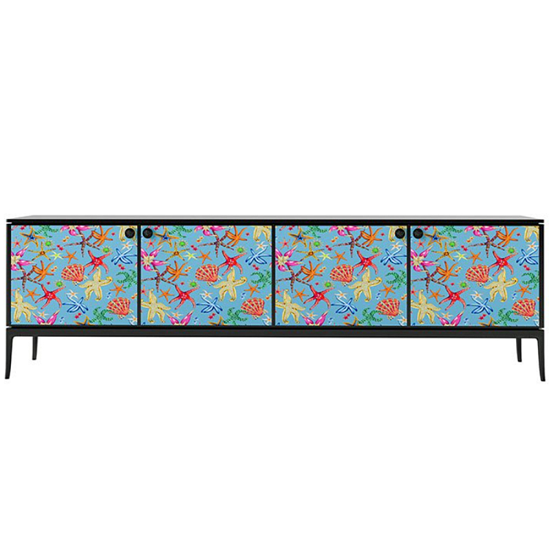 Stiletto Sideboard Blue nautical print Голубой Черный матовый в Брянске | Loft Concept 