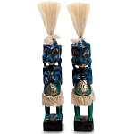 Комплект из 2-х деревянных статуэток Asmat Straw Headdress Statuettes Blue Tattoo варинант исполнения - 1 | Loft Concept в Брянске