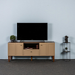 ТВ-тумба бежевая из массива бука с 2-мя дверками и ящиком Wenge Light варинант исполнения - 5 | Loft Concept в Брянске