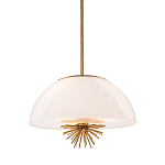 Подвесной светильник золотого цвета с полусферическим опаловым плафоном и декоративным элементом Elstead Lighting варинант исполнения - 1 | Loft Concept в Брянске