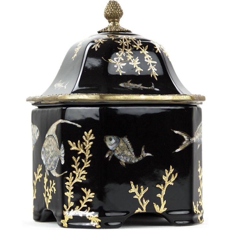 Шкатулка Box Fish Chinoiserie Черный Бронза Золотой Шкатулка Box Fish Chinoiserie Черный Бронза Золотой в Брянске | Loft Concept