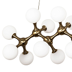 Линейная люстра с плафонами из стеклянных шаров Pearls Suspension Linear Brass Chandelier варинант исполнения - 2 | Loft Concept в Брянске